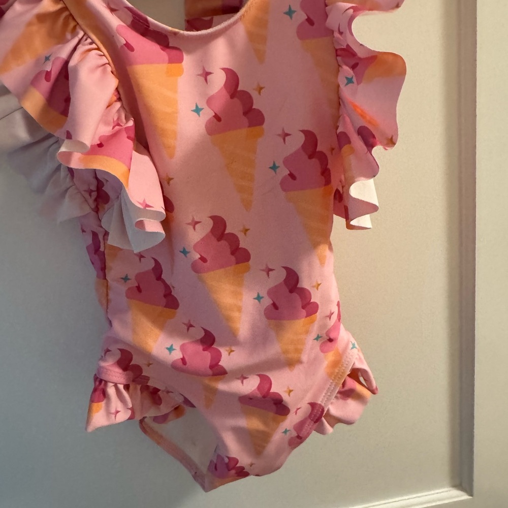 Pink Ice Cream Cone Ruffle Swimsuit